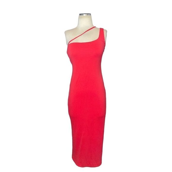 h:ours Red One-Shoulder Midi Dress - Picture 4 of 9